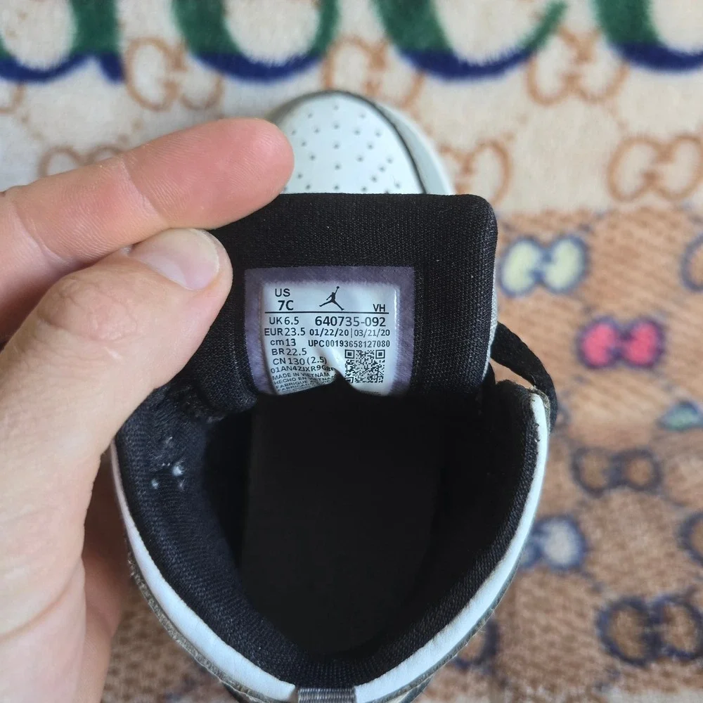 7C Air Jordan 1 Mid TD 'Light Smoke Grey' Toddler Nike Dunk Shoes